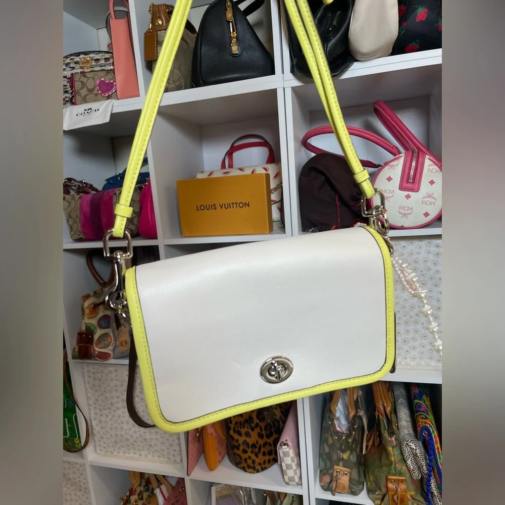 Coach Legacy Archival Two Tone Leather Penny Crossbody in Parchment/Citrine🍋